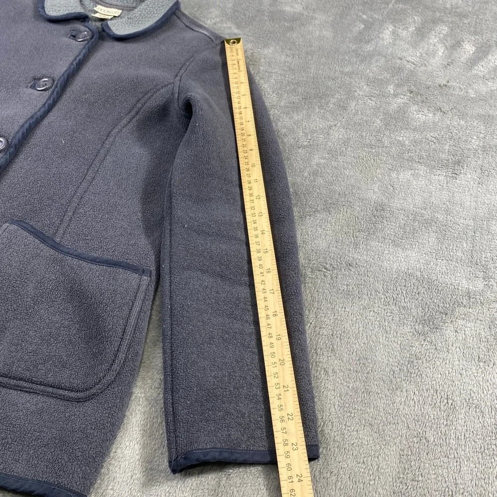 Vtg‎ LL Bean Jacket Womens SM Fleece Peter Pan Collar Pockets Button Front
